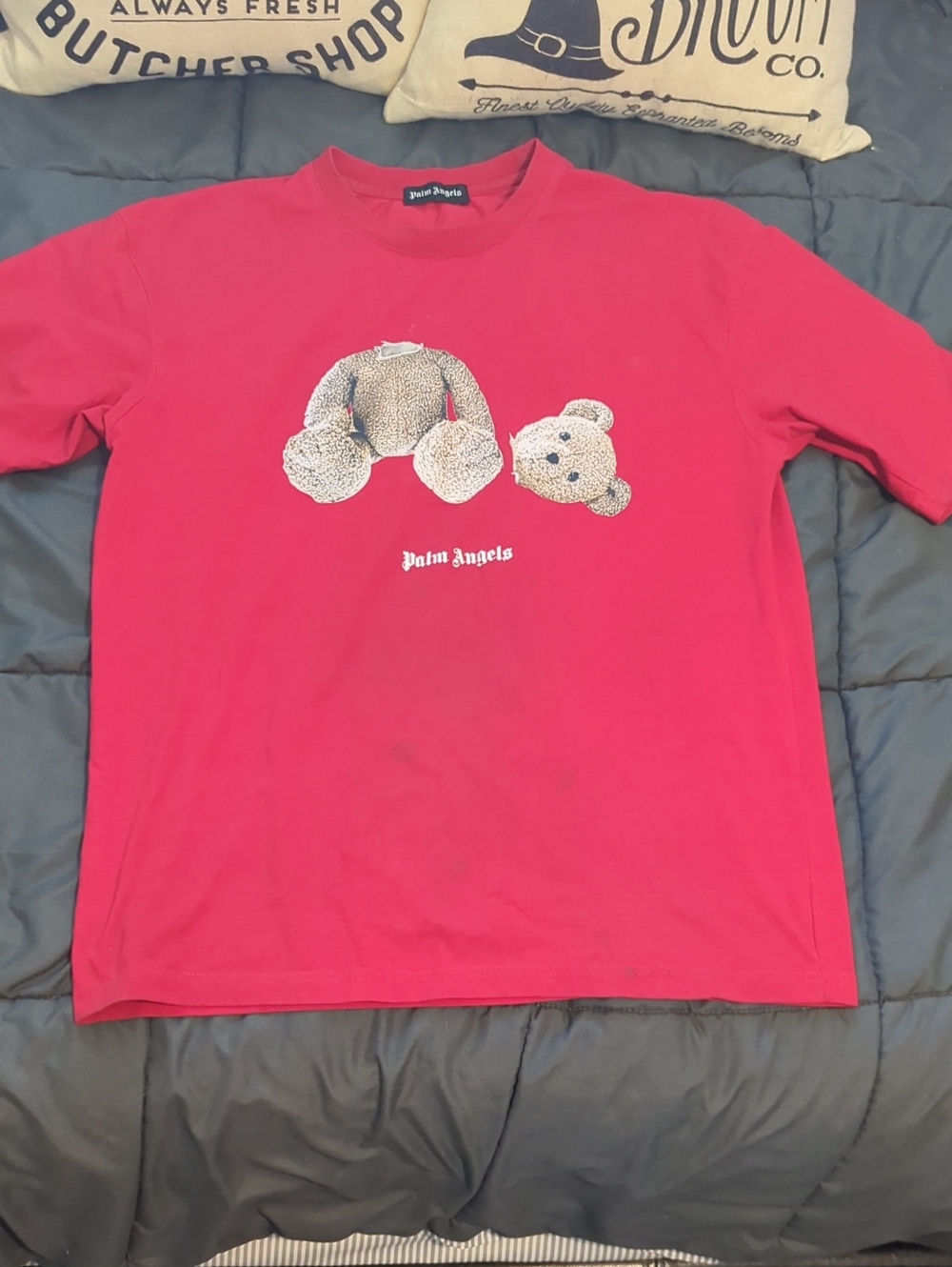 Authentic Palm Angels Red Decapitated Teddy Shirt Size L